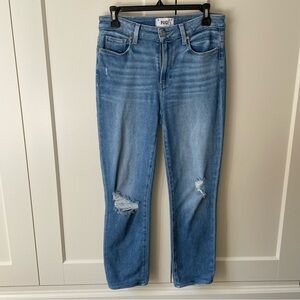 Paige Cindy Ripped Straight Leg Jeans Speak Easy Destructed